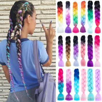 Wholesale 24 Inch Ombre Purple Blue PROTECTIVE STYLE LIGHTWEIGHT Jumbo Braids Hair Easy Braiding Synthetic Hair Extensions
